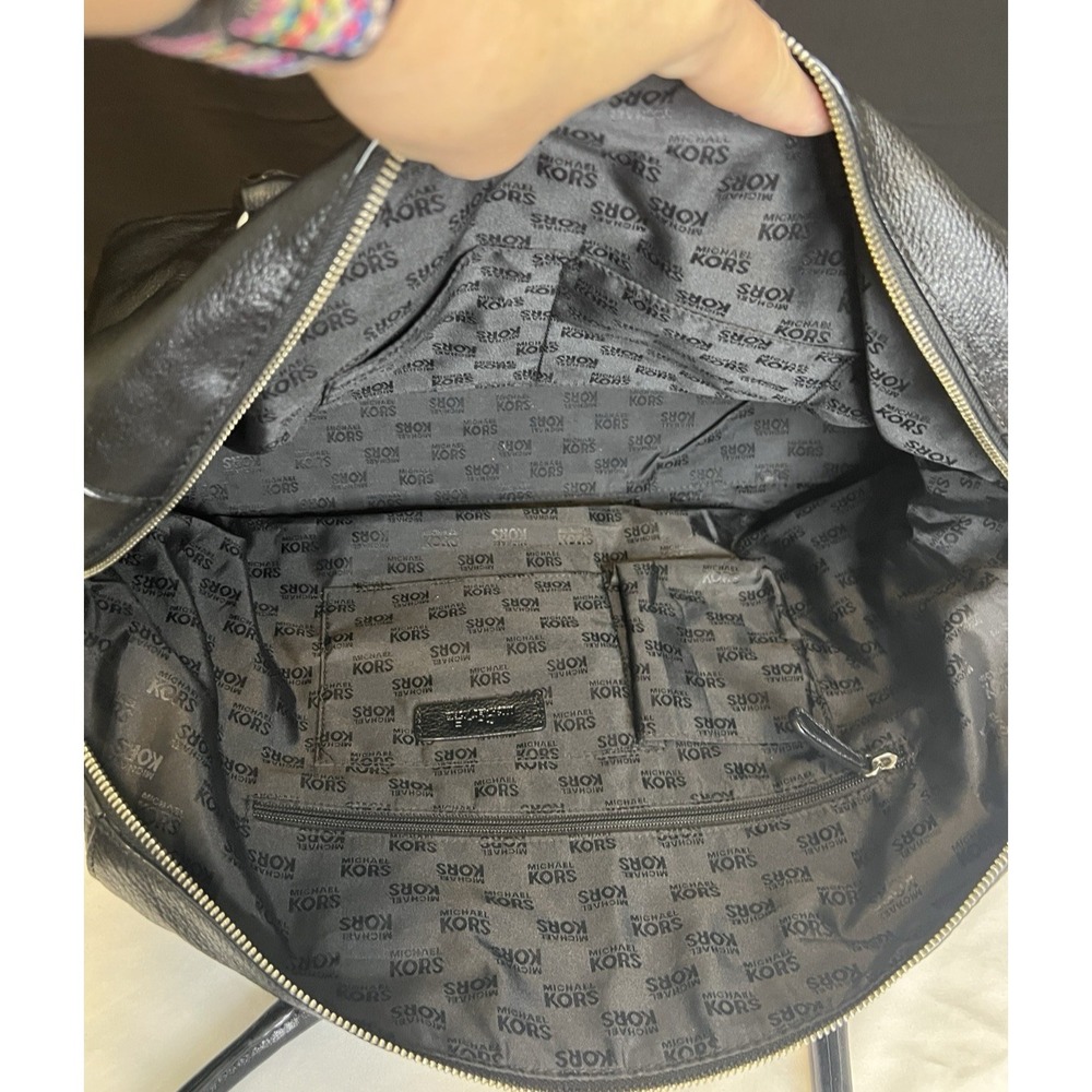 Michael Kors Black Pebble Leather Weekender Bag Luggage Satchel Bag Tote 16 x 13 - Picture 12 of 16